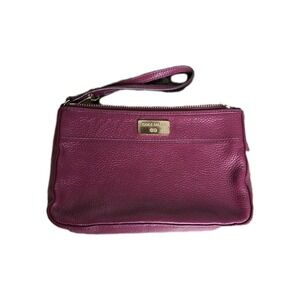 Cole Haan Purple Leather Wristlet Pouch Wallet Clutch Preppy Minimalist